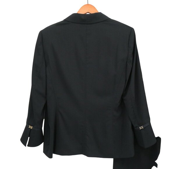 Escada Black Wool Pants Suit Blazer Jacket Gold Logo Detail 42 US 12 - Picture 5 of 8